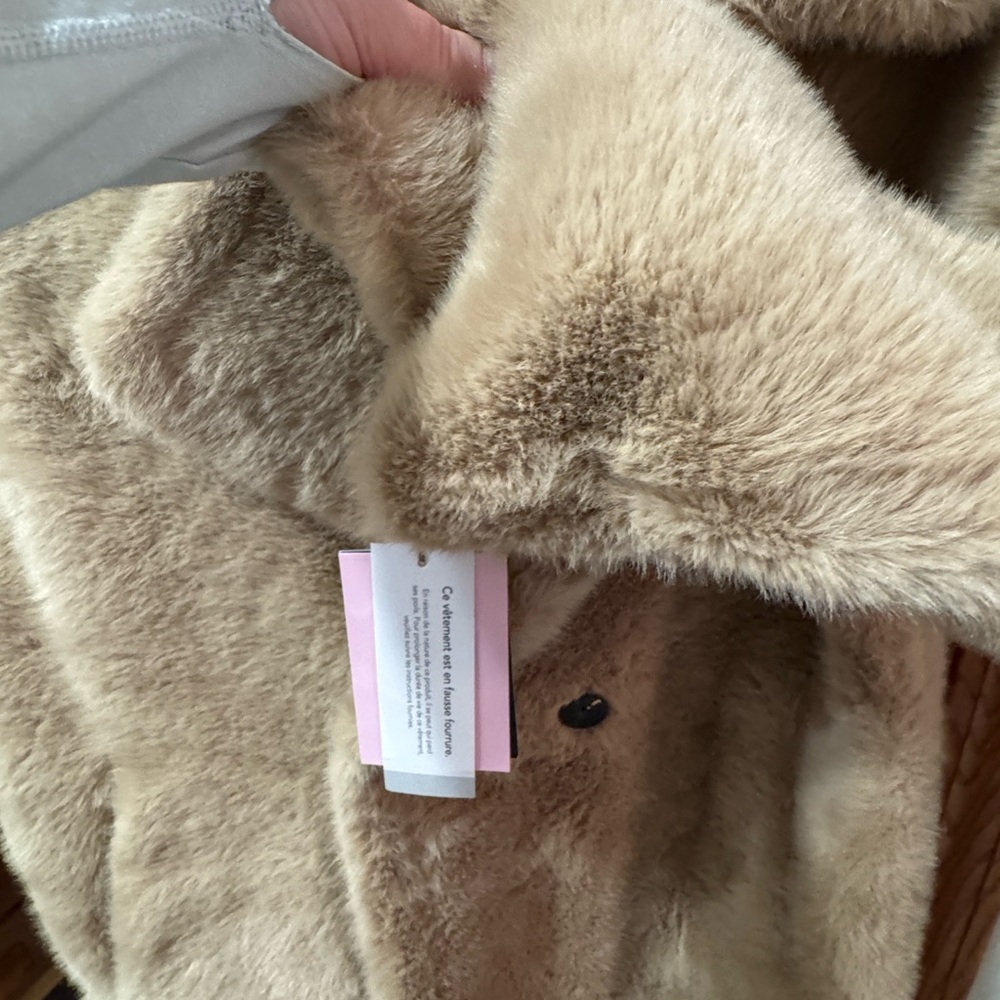 Avec Les Filles Luxurious Tan Faux Fur Coat NWT Size Large- Walker Coat - Picture 10 of 16